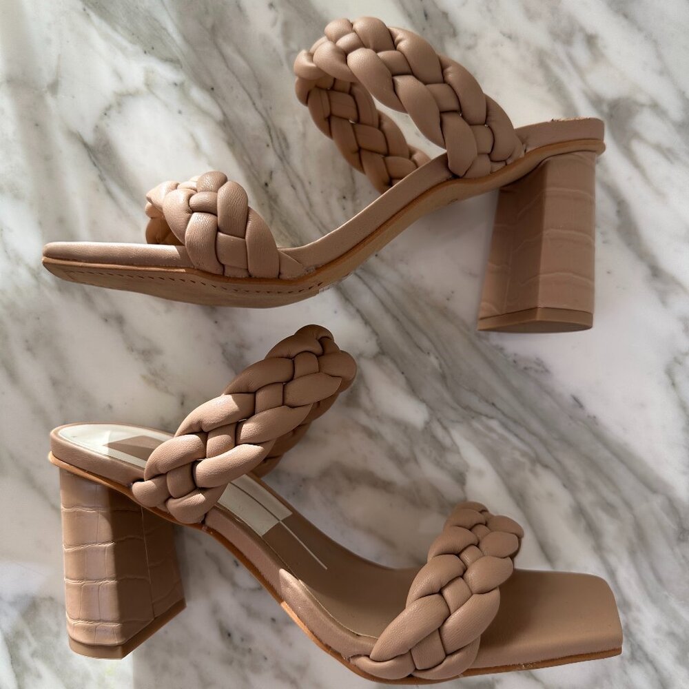 Dolce Vita Paily Tan Braided Heels - Cafe Stella - Size 6